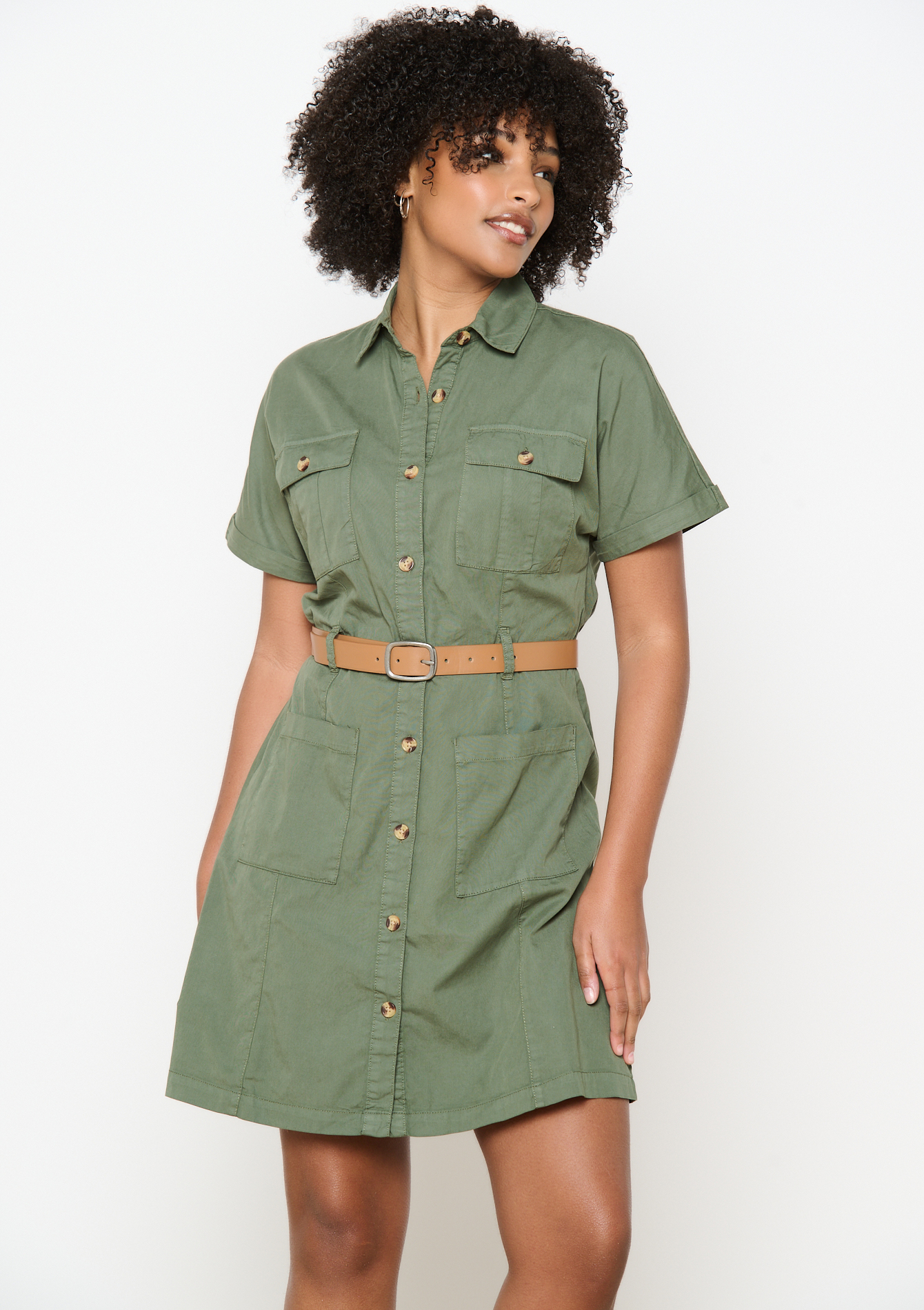 Robe-chemise cargo, undefined - KHAKI MED - undefined