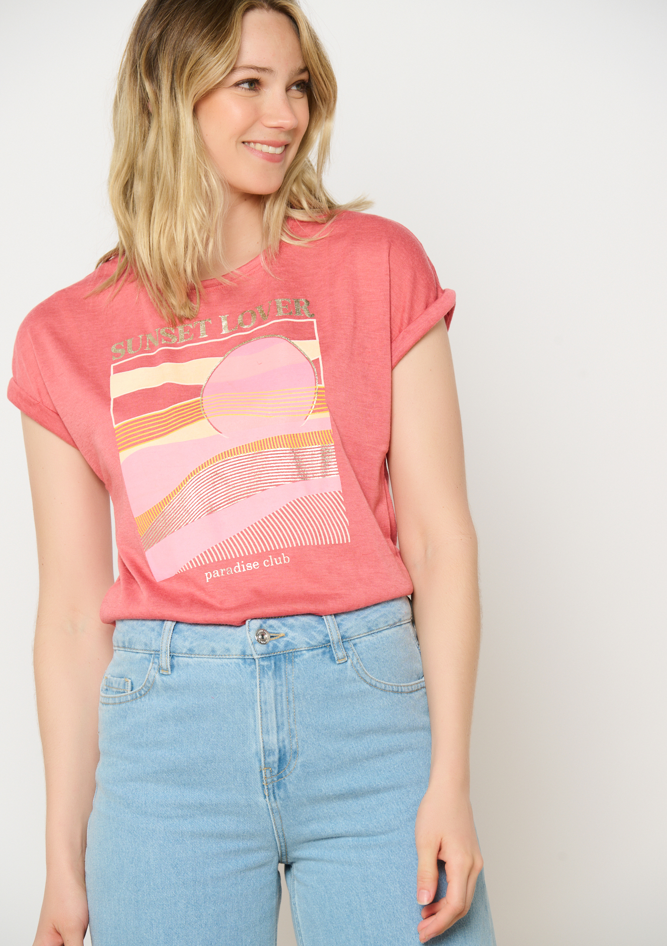 Tropisch geprint T-shirt, undefined - COSMETIC PINK - undefined