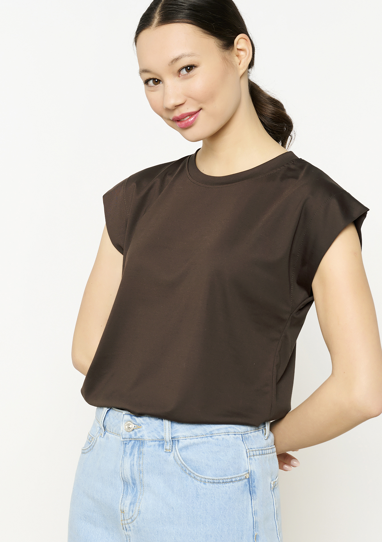 T-shirt met korte mouwen, undefined - BROWN DARK CHOCOLATE - undefined