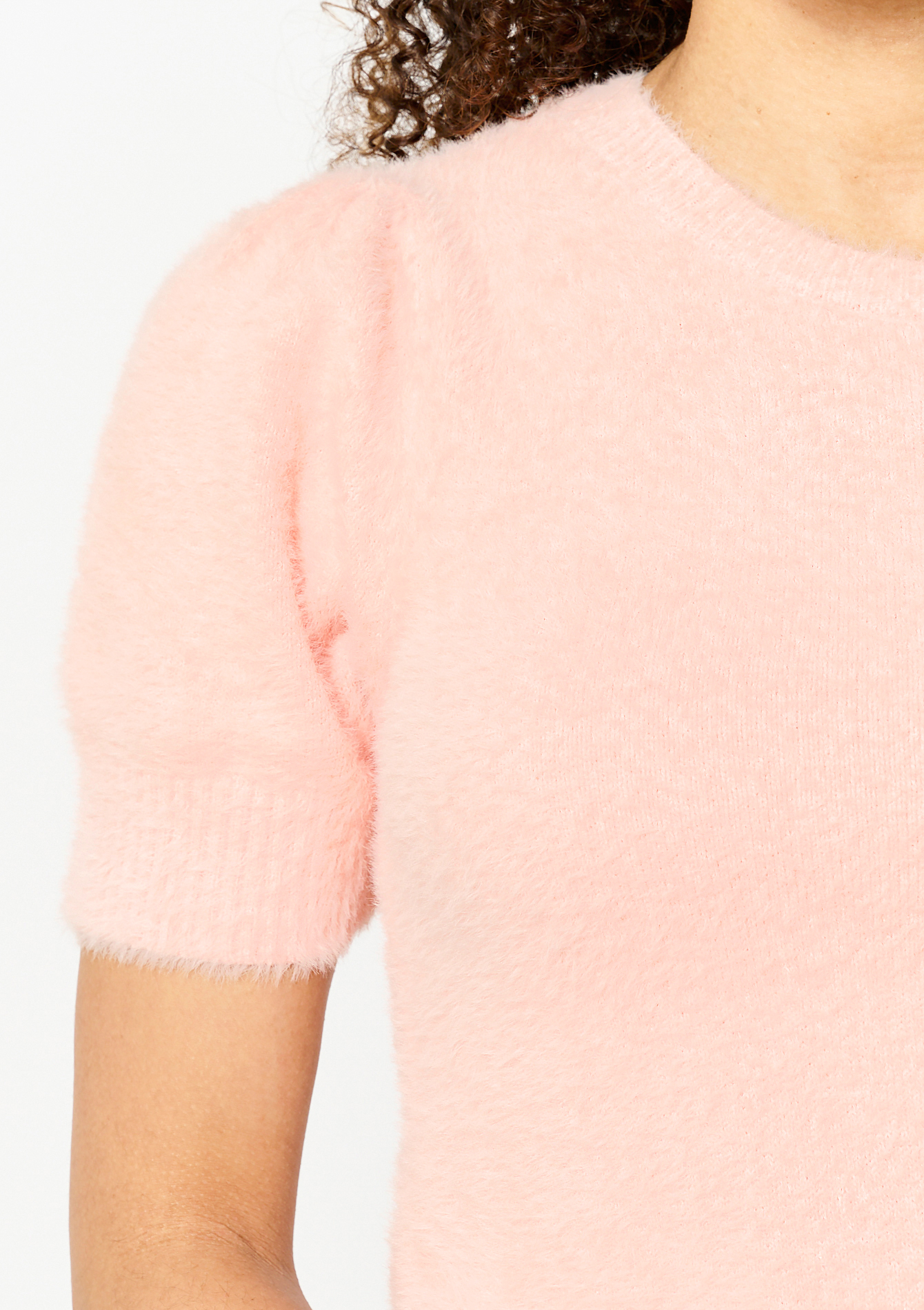 Pull en maille poilue à manches courtes, undefined - NUDE LOTUS - undefined