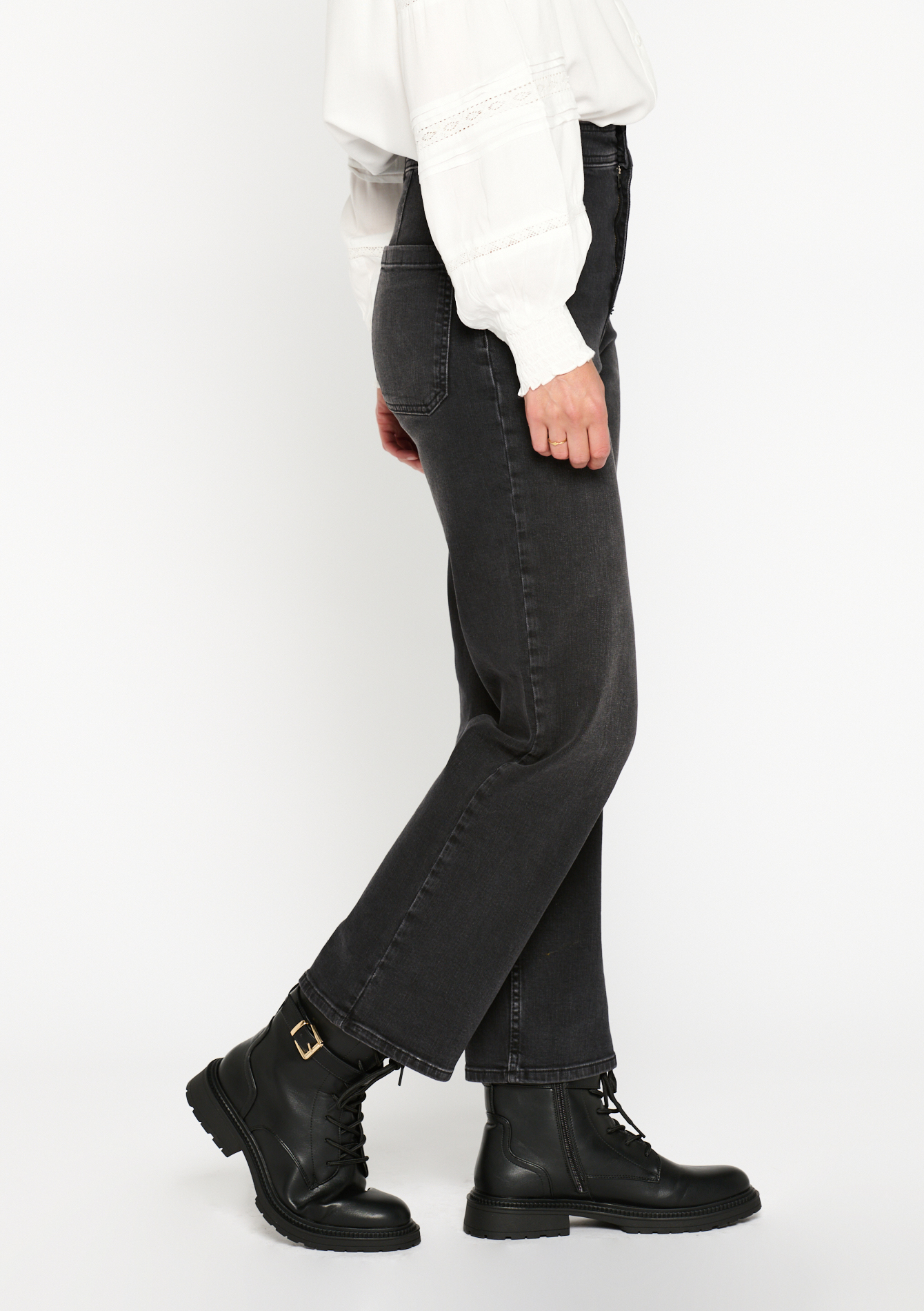 High-waisted jeans, undefined - BLACK - undefined
