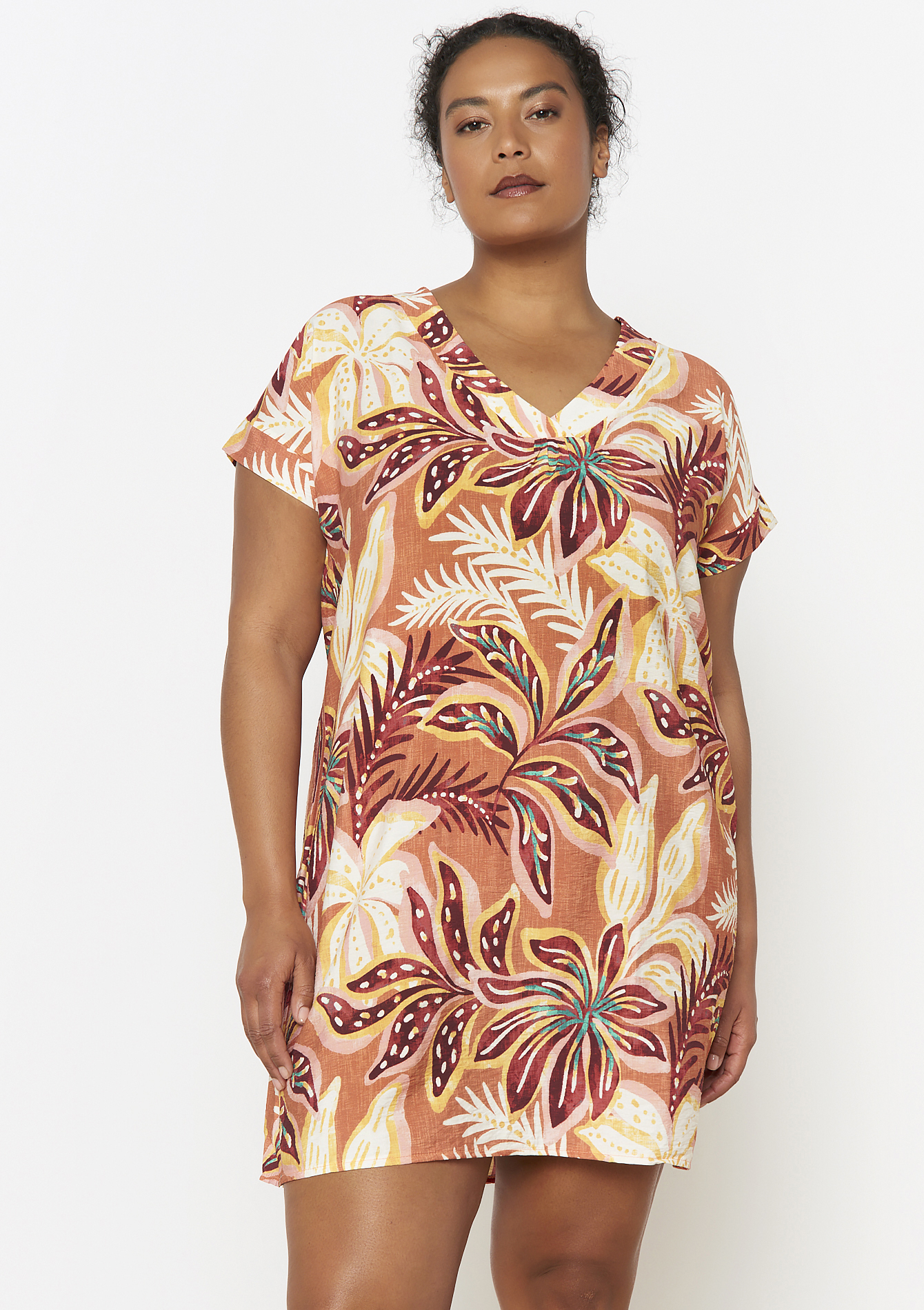 Floral summer dress, undefined - TERRACOTTA - undefined
