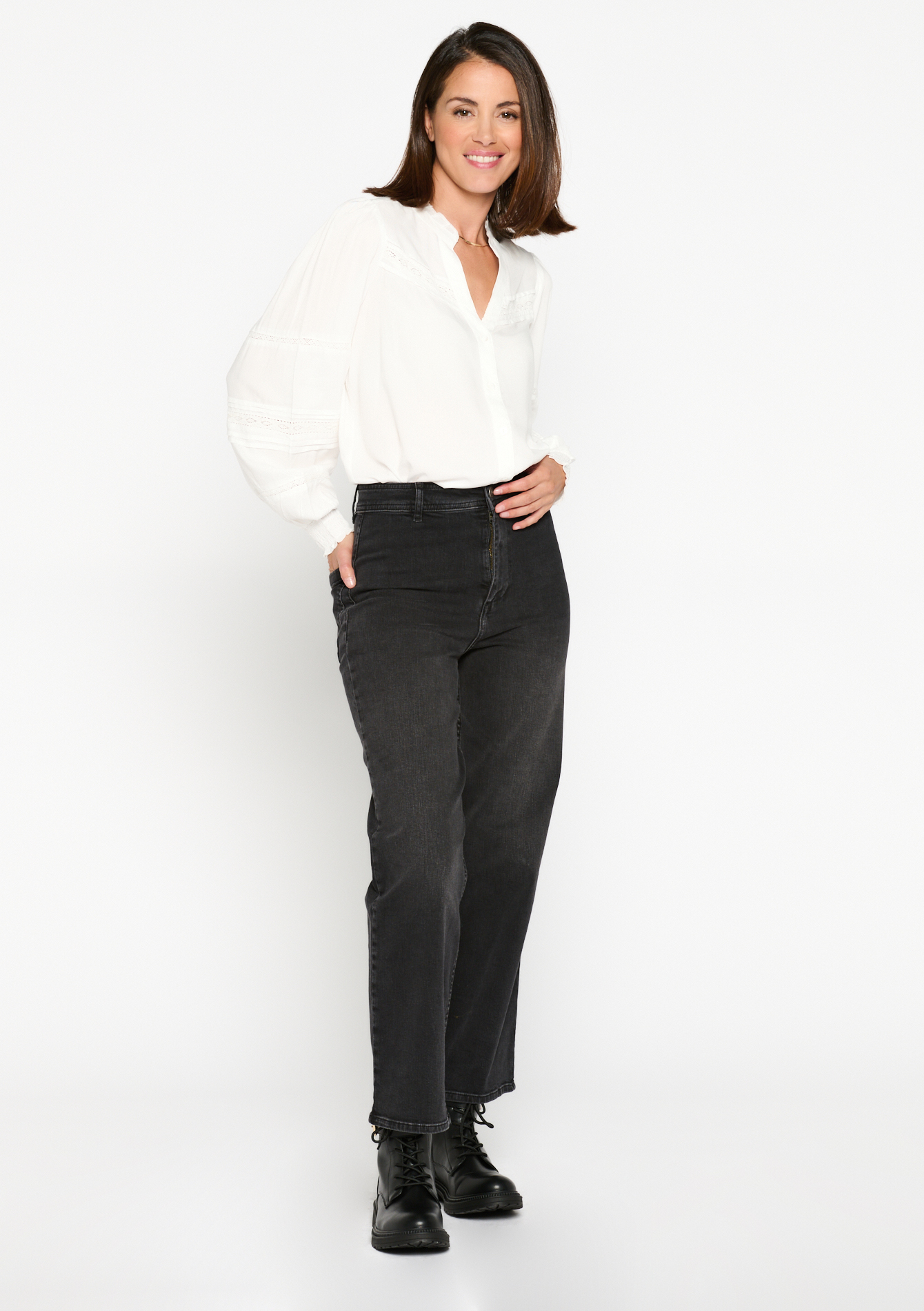 High-waisted jeans, undefined - BLACK - undefined