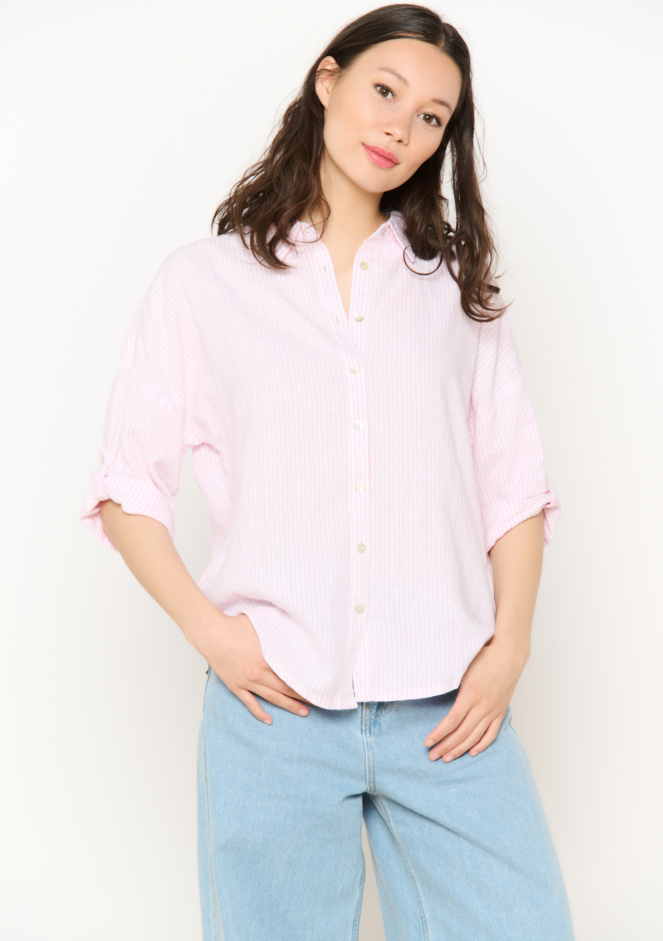 Chemise ample rayée, undefined - LIGHT PINK - undefined