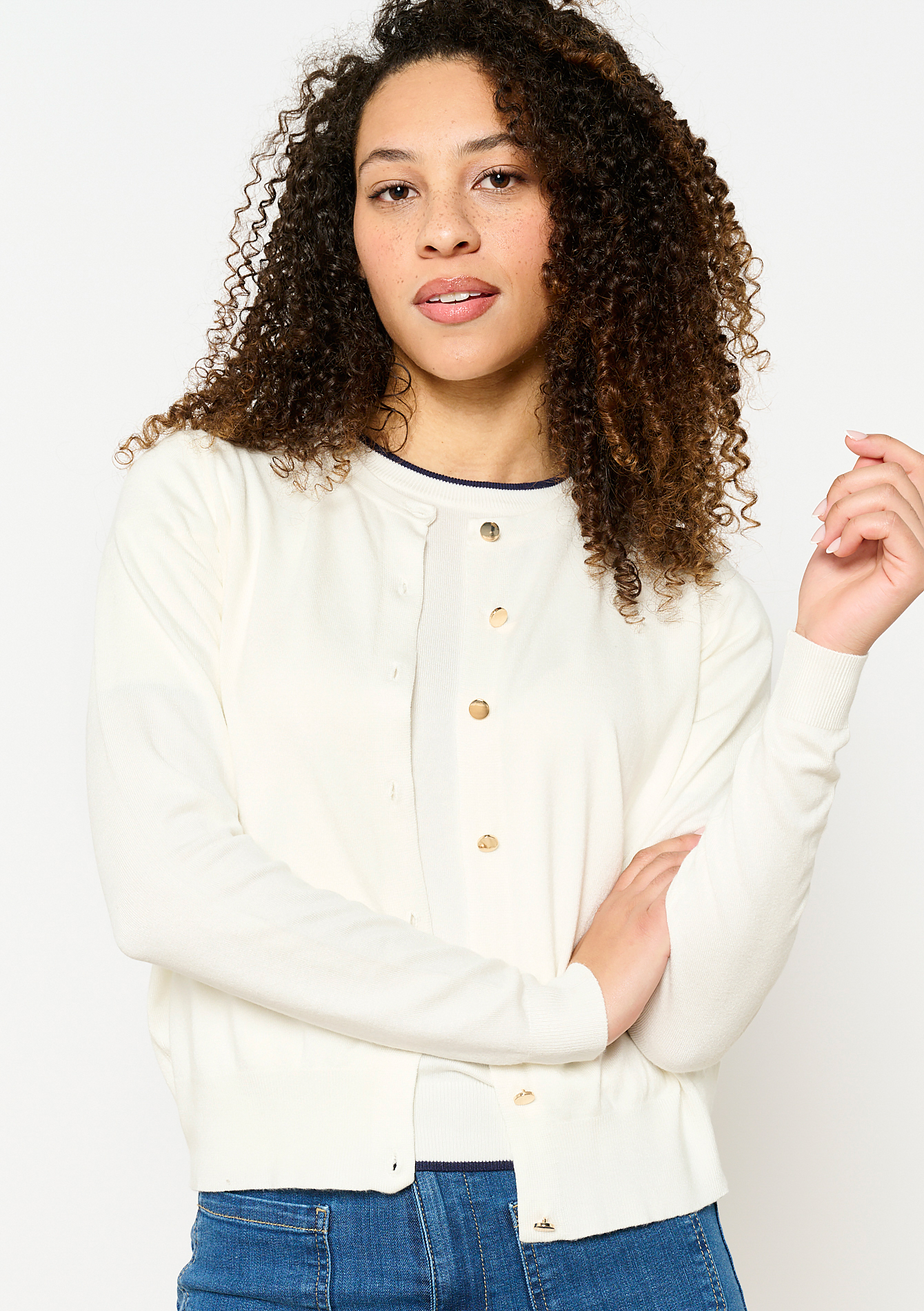 Cardigan met ronde hals, undefined - OFFWHITE - undefined