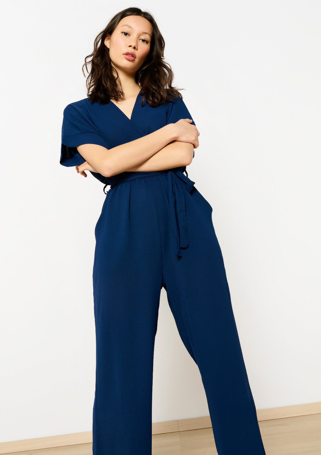 Combinaison fluide ceinturée, undefined - NAVY BASIC - undefined