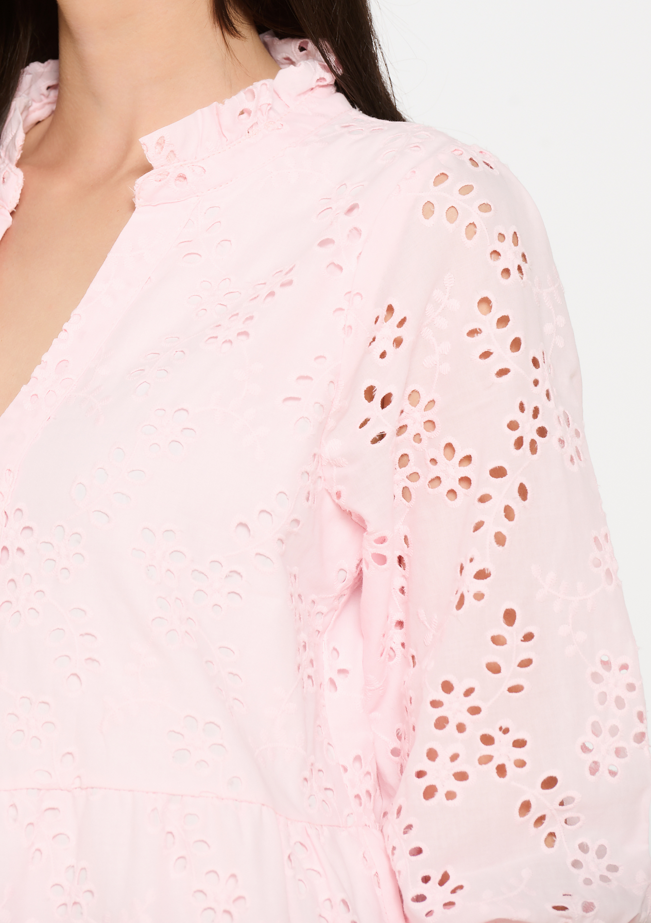Robe courte brodée, undefined - LIGHT PINK - undefined