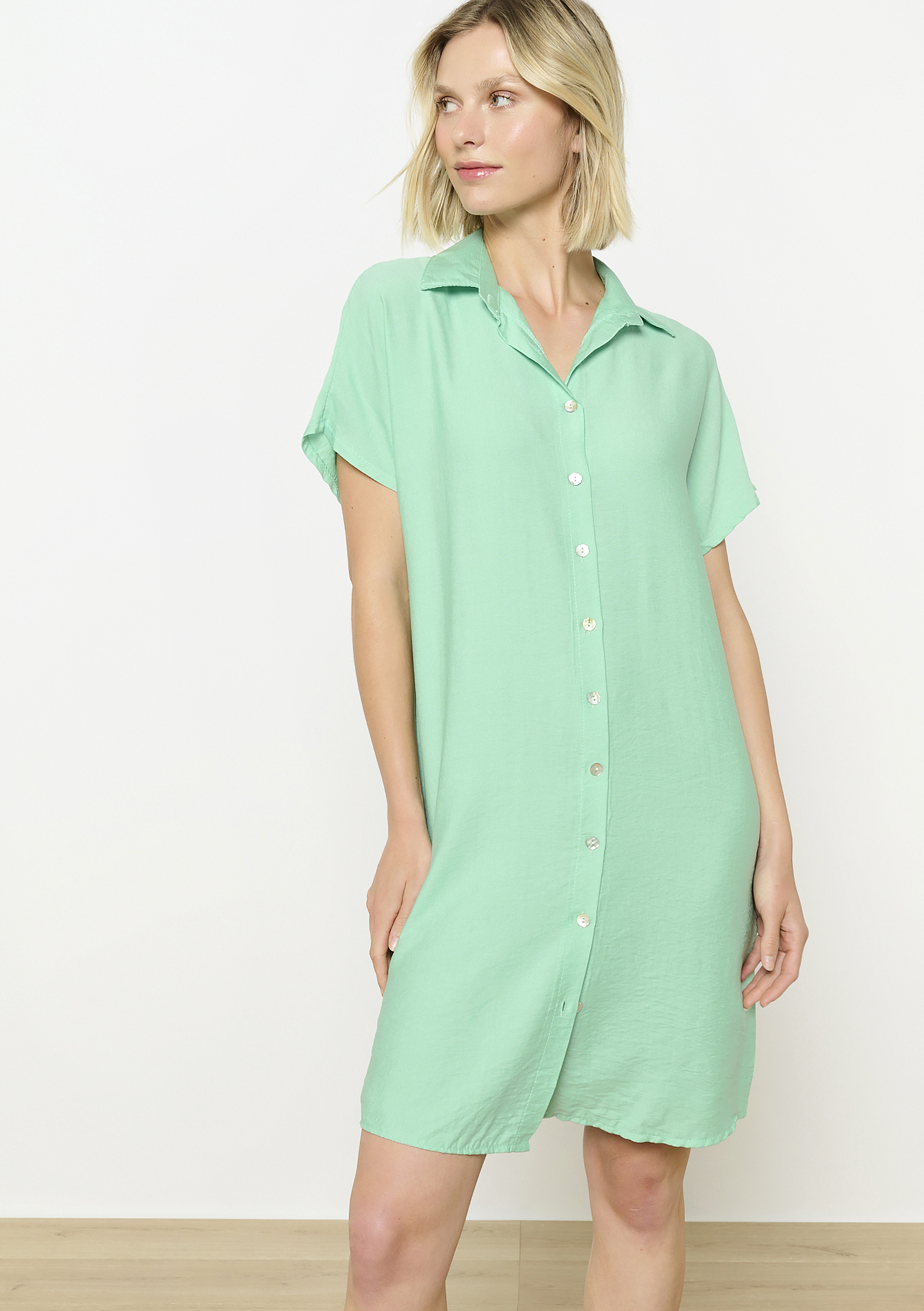 Short shirt dress, undefined - MINT GREEN - undefined