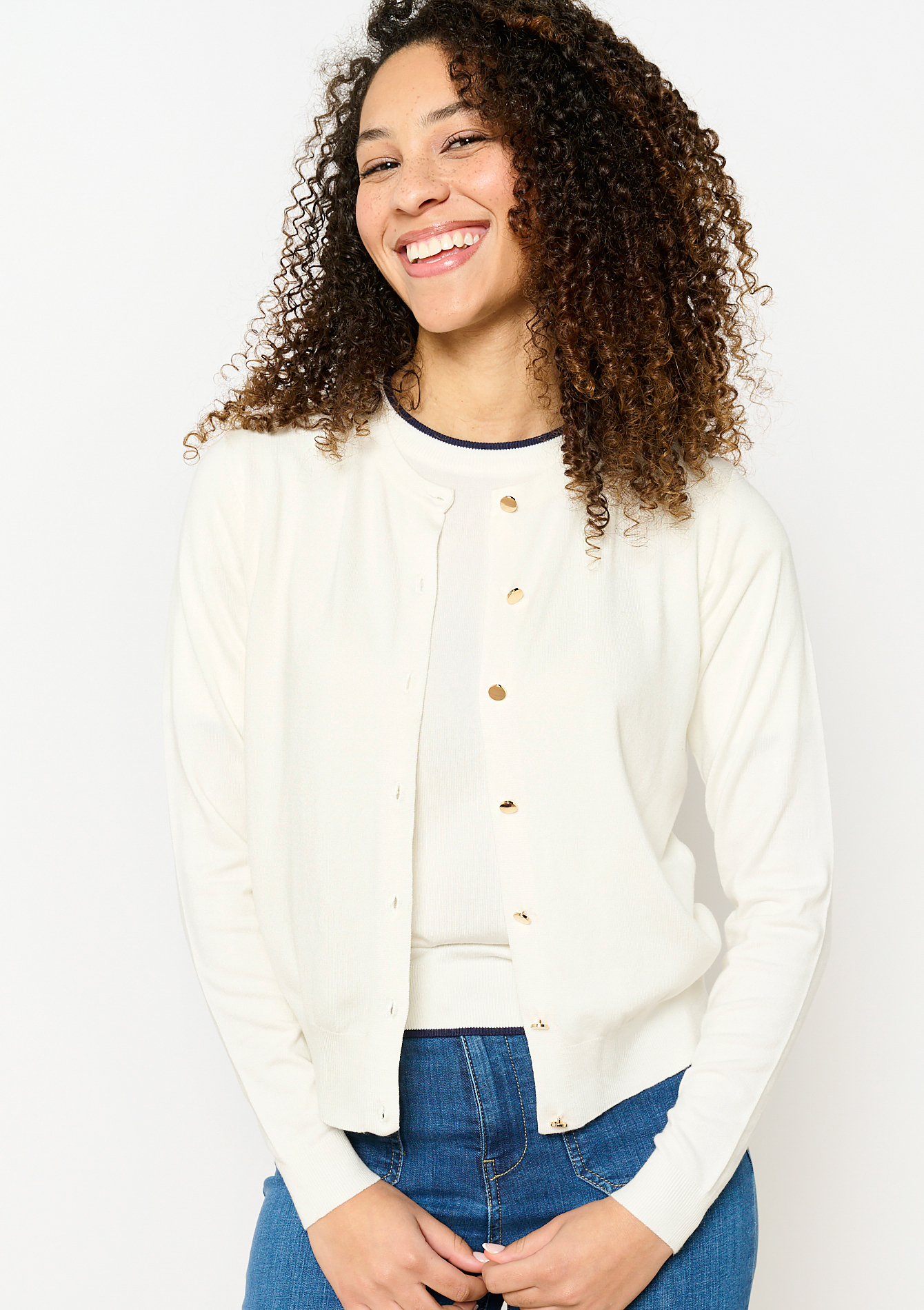 Cardigan met ronde hals, undefined - OFFWHITE - undefined