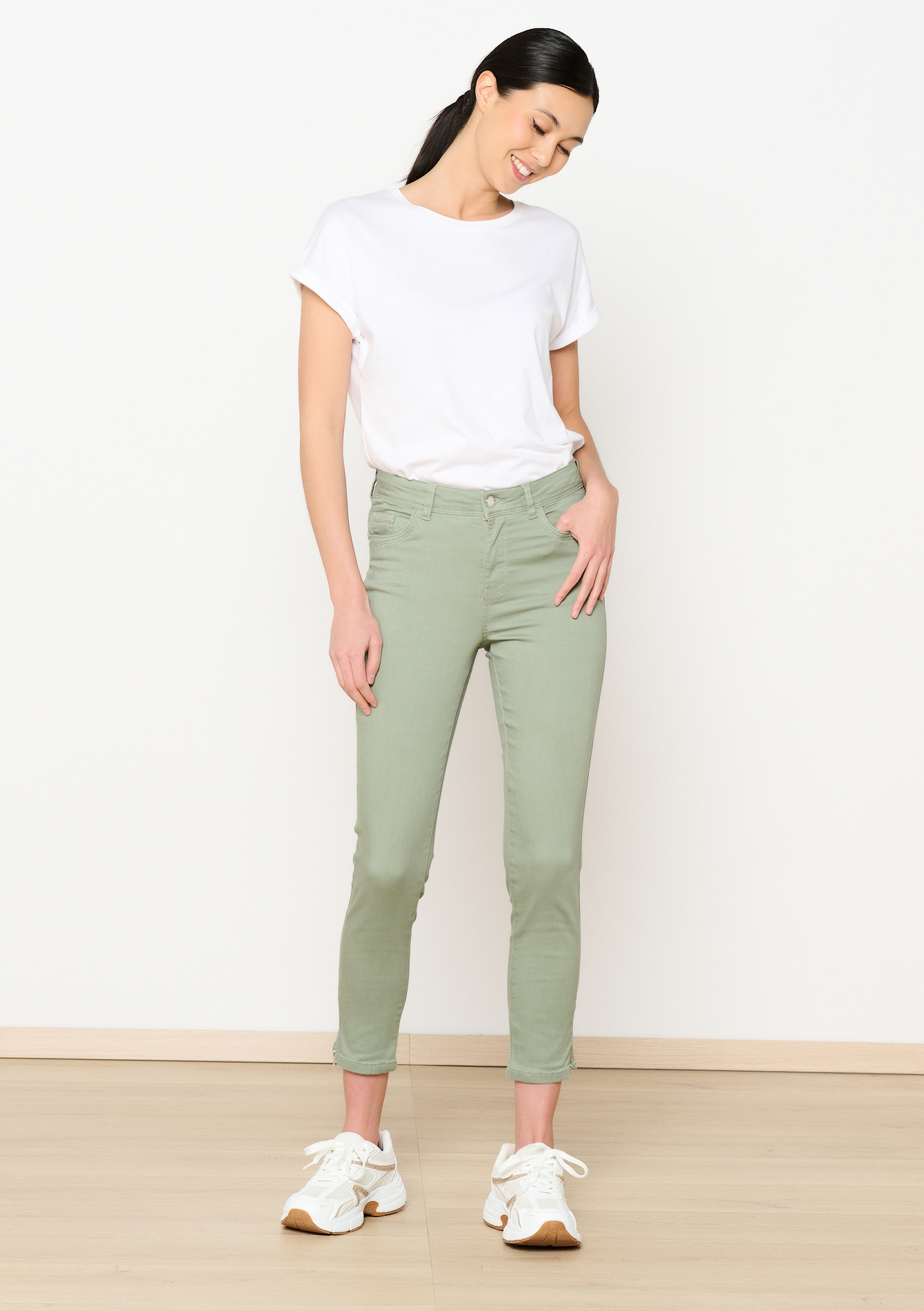 Slimfit broek met rits, undefined - KHAKI FADED - undefined