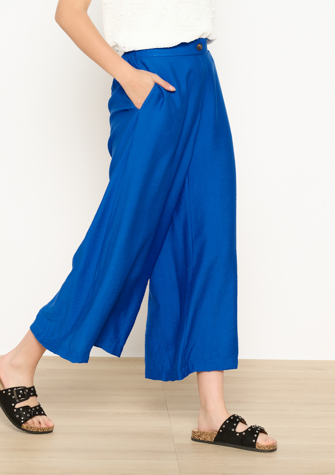 Wijde en luchtige broek, undefined - ELECTRIC BLUE - undefined