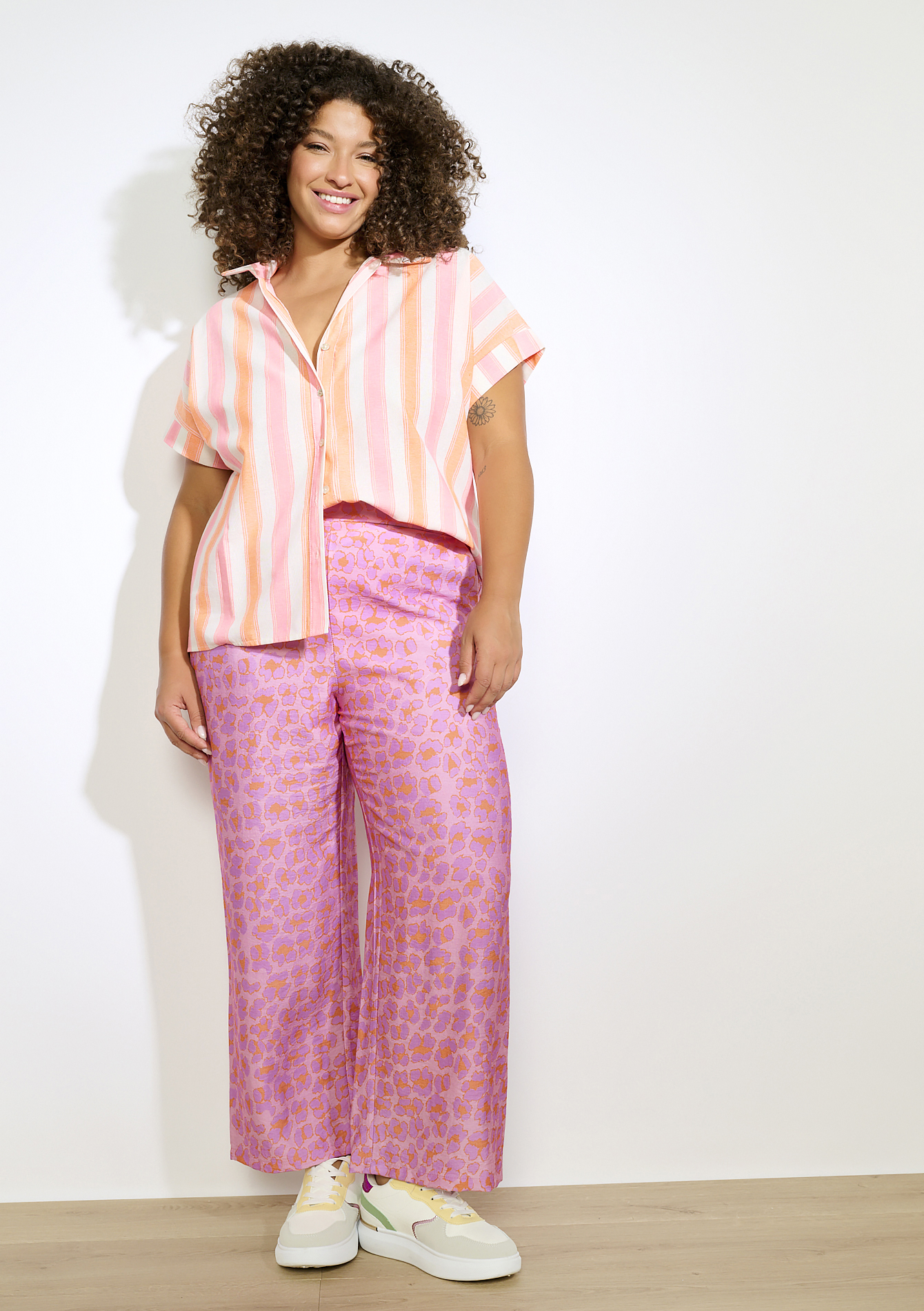 Printed wide-leg trousers, undefined - PINK BUBBLEGUM - undefined