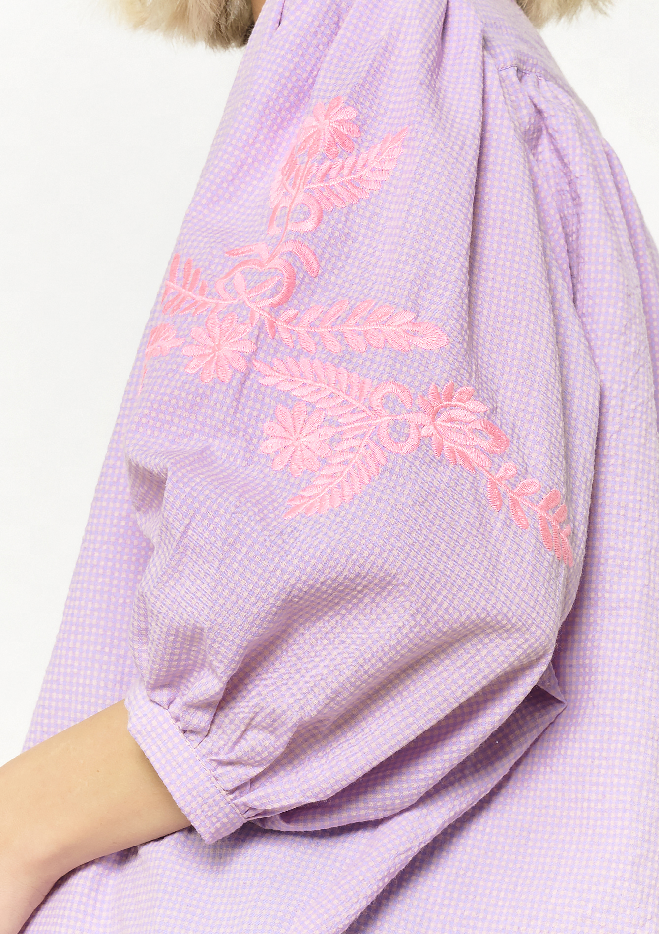 Chemise en vichy avec broderie, undefined - PASTEL LILAC - undefined