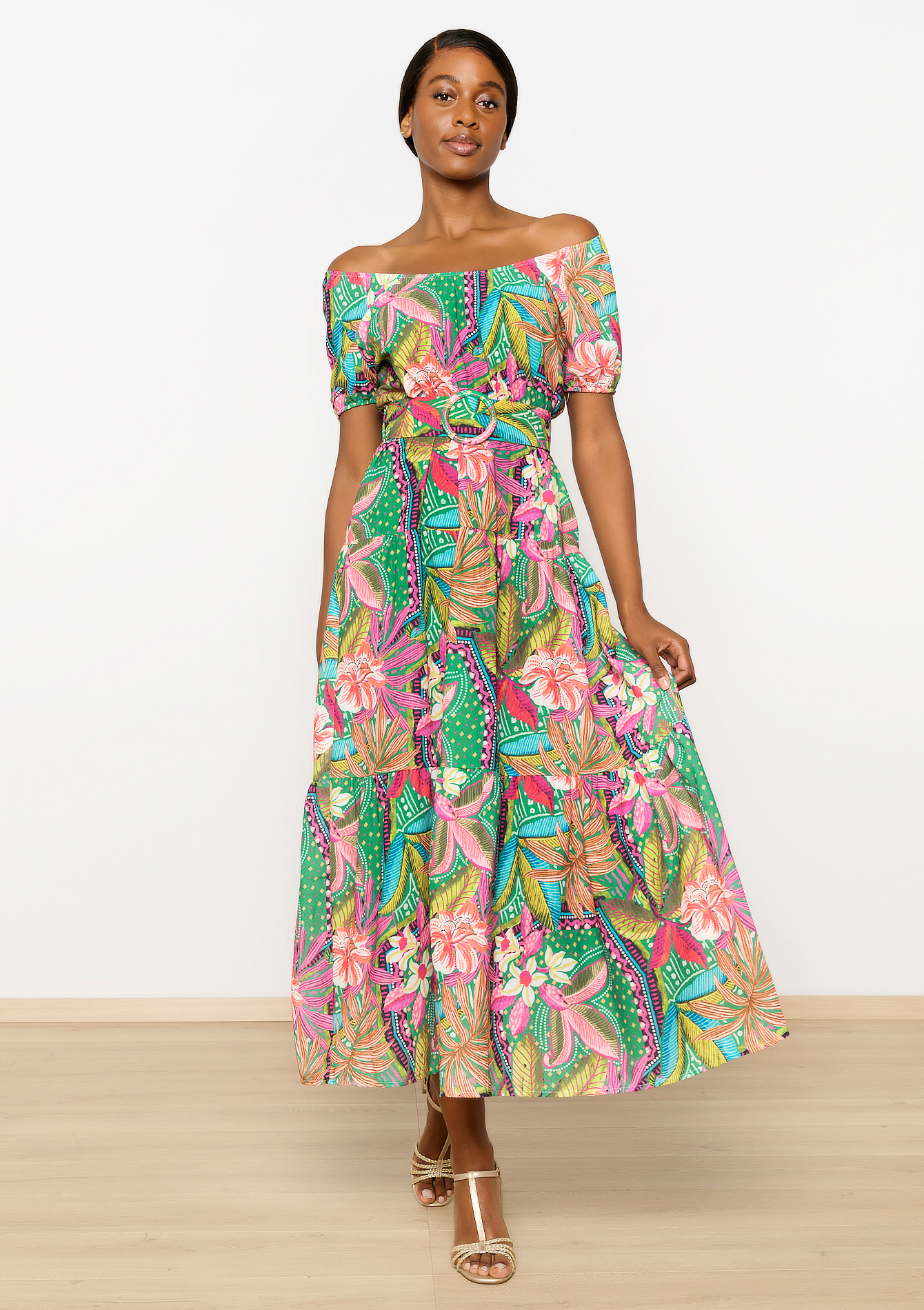 Robe à imprimé tropical, undefined - GREEN APPLE - undefined