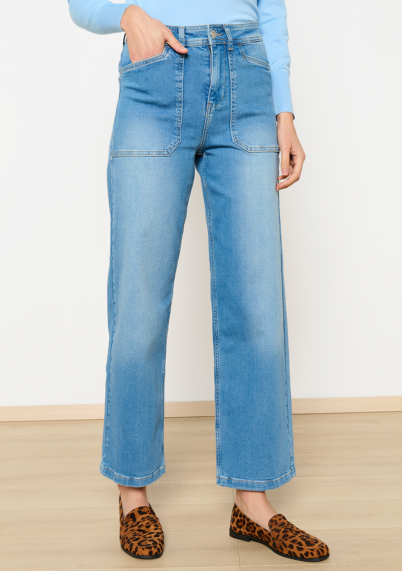 High waist wide leg jeans, undefined - MEDIUM BLUE - undefined