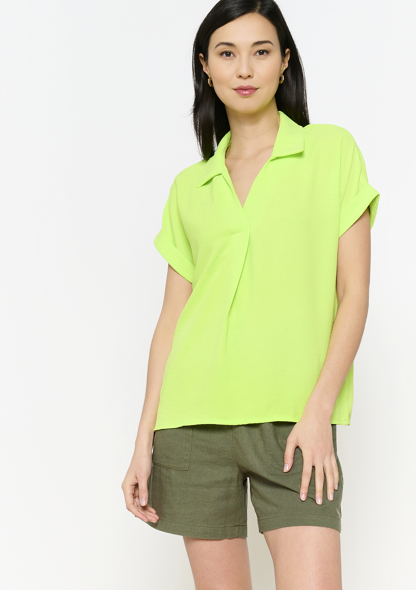 Blouse à col polo, undefined - LIME - undefined