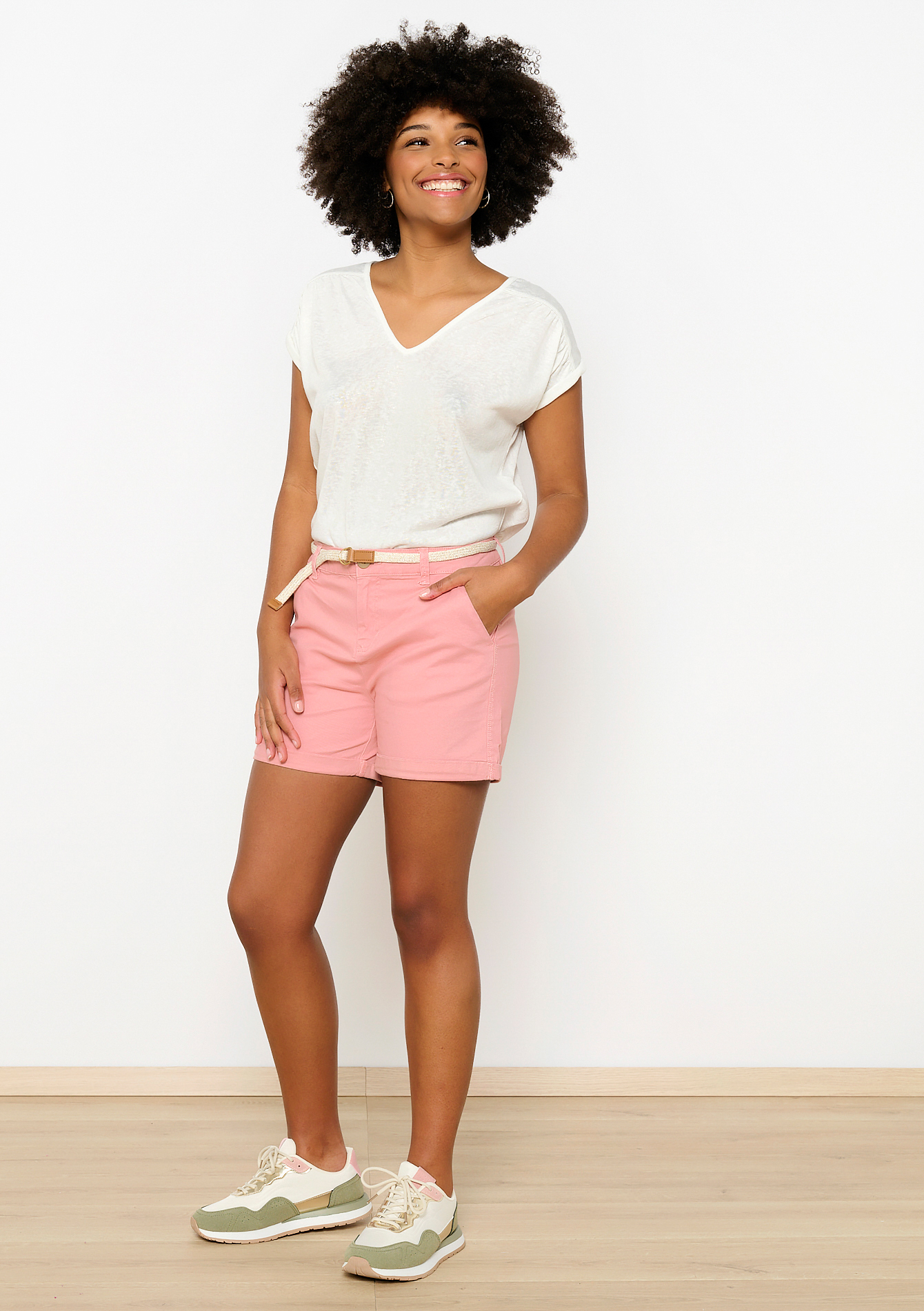 Short chino avec ceinture, undefined - COSMETIC PINK - undefined